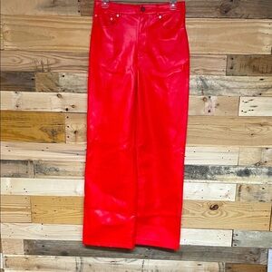 Urban Outfitters size 26-26 Bold Red Wide Legged Buttery Soft Pleather Pants